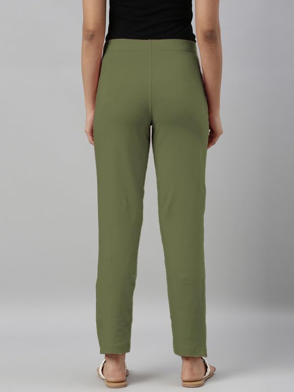 Image of GO COLORS Soft Cotton Stretch Kurti Pants Full Length for Women| Breathable, Mid Rise