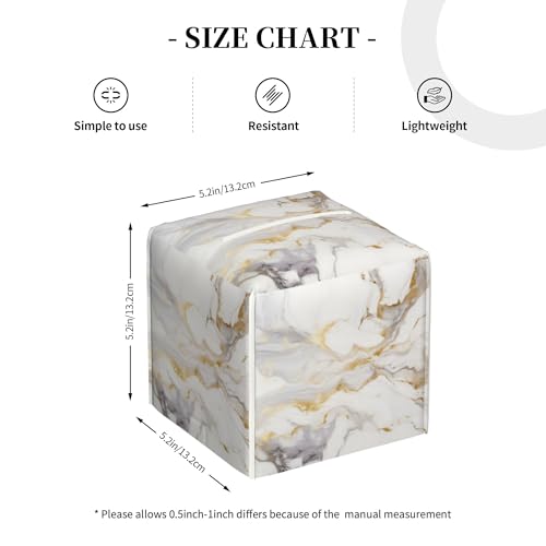 White Gold Marble Tissue Box Cover Square, Modern Abstract Marble Texture Tissue Box Holder Waterproof Leather Facial Paper Organizer Dispenser for Bathroom Home Car Nightstand Vanity Desk by sndheke - Image 4
