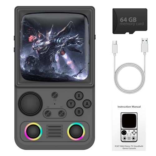 Image of R36TMAX Portable Retro Gaming Console with 4.0 inch CRT-Inspired Screen, 64GB (Gray)