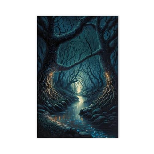 Poster forêt magique sur toile idée cadeau originale pour anniversaire