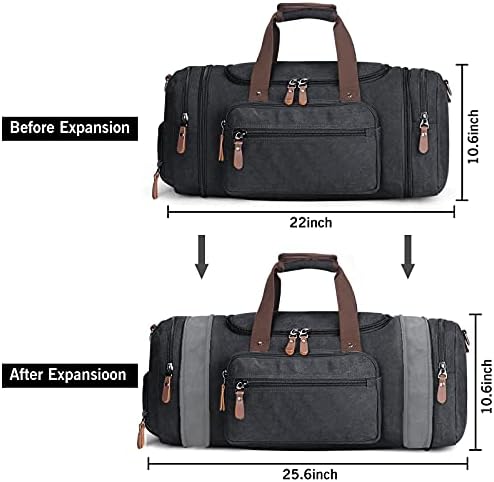 Travel Duffel Bag 45L 50L 55L Expandable Weekender Bag with Shoes Compartment for Men Women Canvas Gym Bag Water-proof & Tear Resistant 3 Travel Duffel Bag 45L 50L 55L Expandable Weekender Bag with Shoes Compartment for Men Women Canvas Gym Bag Water-proof & Tear Resistant