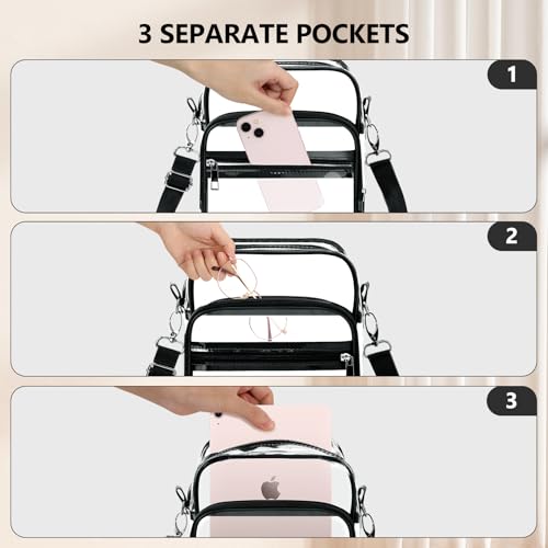 Image of Blvornl Clear Crossbody Bag with Adjustable Shoulder Strap, Stadium Approved PVC Purse Bag, Messenger Bag