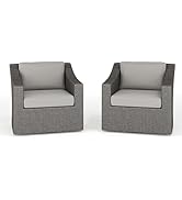 Martha Stewart Bedford Set of 2 Indoor-Outdoor Patio Chairs with 360° Swivel Functionality and Ra...