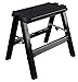 Piccolo sgabello pieghevole per adulti o bambini, scala in alluminio, ideale per cucina, bagno, camper, armadio, garage, giardino (nero)
