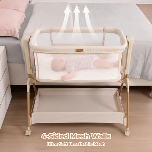 image for Ezebaby Baby Bassinet Bedside Sleeper: 3-in-1 Rocking Bassinet for Bab