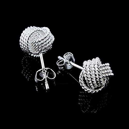 New Fashion Women Jewelry Charm Mesh Round Ball Knot Silver Earring Gift
