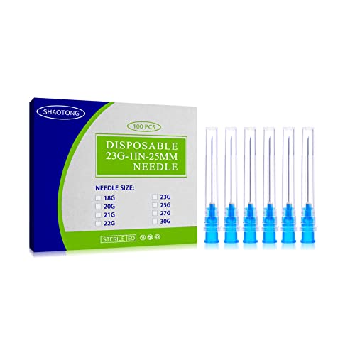 SHAOTONG 23 Ga 1 Inch Luer Lock, Industrial Dispensing Accessories, Individually Packaged, Pack of 100