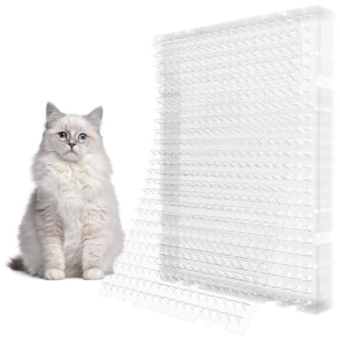 Hmyomina Cat Scat Mat with Spikes Outdoor 16 Pack - 16 x 13 Inch Deterrent Mat with 100 Stickers Cover