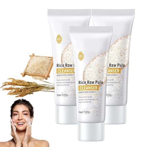 Rice Cleansing Scrub Gel,Rice Cleaning Facial Scrub,Rice Exfoliating Face Wash,Hydrating Face Cleanser with Rice Raw Pulp Essence Skin Care
