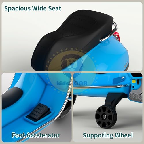Image of KidsROAR 12V Electric Bike for Kids with Remote Control, Battery Operated Scooter Bike for Boys & Girls, Wide Seat, Music & Lights, Safe Ride-On for 2-6 Years, Manual & Remote Control (Blue)
