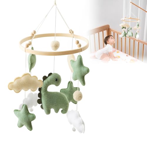 NAVESO Mobile Baby Holz, Mobile Babybett Dinosaurier, Baby Mobile für...