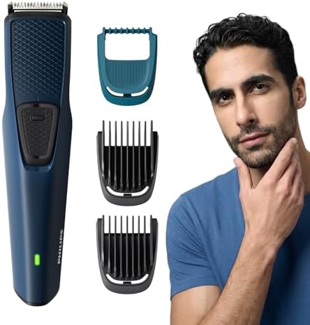Philips India's No.1 Men's Trimmer* | Skin Safe Beard Trimmer for Men | Durapower tech | Self Sharpening Blades | Skin Protect Comb | 30 min runtime USB charging | No oil needed | 2yr warranty |BT1232