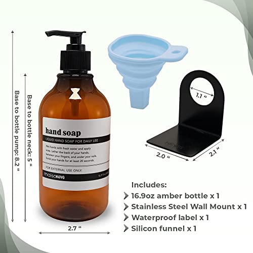 Maisonovo Shampoo Dispenser For Shower Wall Mount - Drill Free Shampoo And Conditioner Dispenser Set With Labels | 1 Amber Shower Shampoo Dispenser Chamber Black Soap Pump Dispenser #TOP2