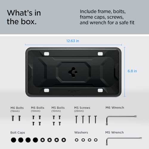Image of Spigen Car License Plate Frame Holder - 1 Pack with Screws&Installation Kit | [Rattle Proof and Weather Proof] Designed for New Tesla Model Y Juniper L, Model 3 /Y /S /X /Cybertruck & All Cars