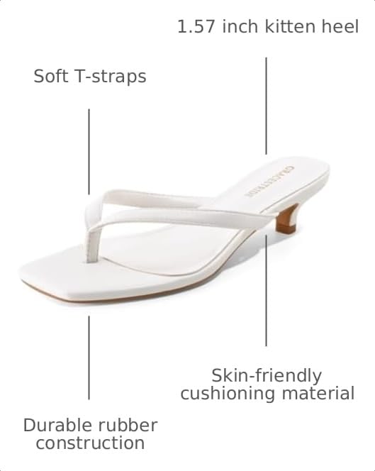 Image of Women's Flip-Flops Kitten Heels Thong Sandals For Women Square Toe Slip On Fashion Summer Dress Sandals
