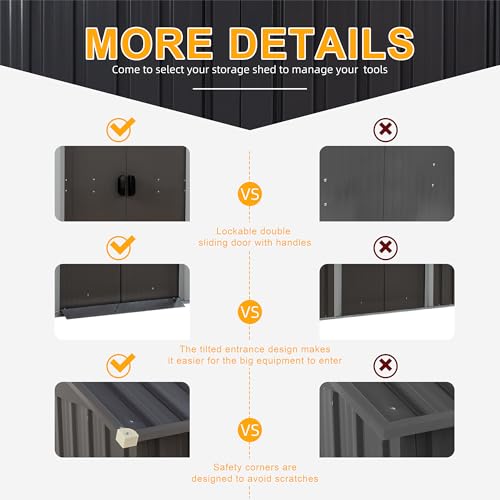 Shintenchi-5×3-FT-Outdoor-Storage-Shed-with-Window-Lockable-Outdoor-Waterproof-Tool-Storage-Sheds-Weather-Resistant-Tool-Storage-House-Shed-for-Garden-Backyard-Patio-Utility-and-Tool-Storage-Gray Shintenchi 5×3 FT Outdoor Storage Shed with Window Lockable Outdoor Waterproof Tool Storage Sheds Weather Resistant Tool Storage House Shed for Garden Backyard Patio Utility and Tool Storage Gray