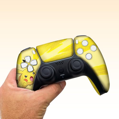 Image of Pikachhu Custom PS-5 Controller Wireless compatible with Play-Station 5 Console by BCB Controllers | Proudly Customized in USA with Permanent HYDRODIP Printing(NOT JUST A SKIN)(MODDED)
