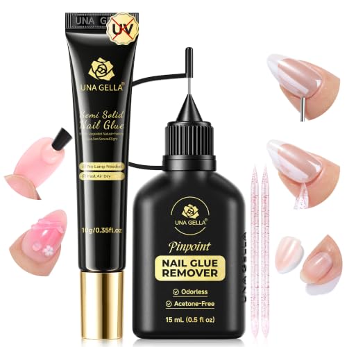 Image of UNA GELLA Air-Dry Press On Nail Glue and Remover Set for Press On Nails