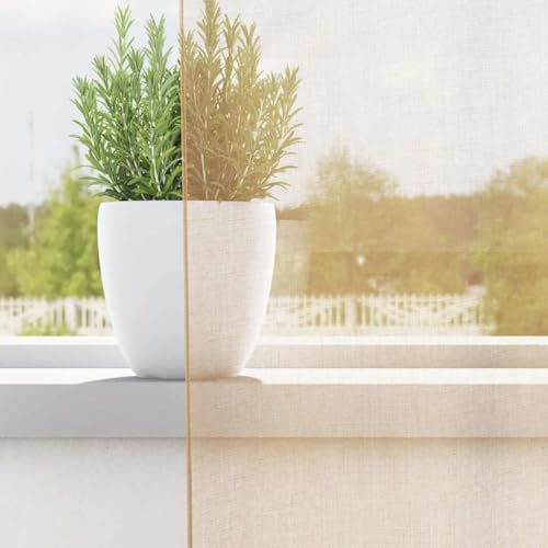 Rideaux en voile sable tamisants 140x175cm | Voilage isolant thermique phonique salon et chambre - 3