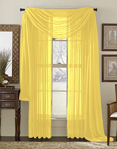 Juego de 3 Cortinas Transparentes con Costuras para Ventana y Bufanda, de Interior, 2 Paneles y 1 Bufanda a Juego