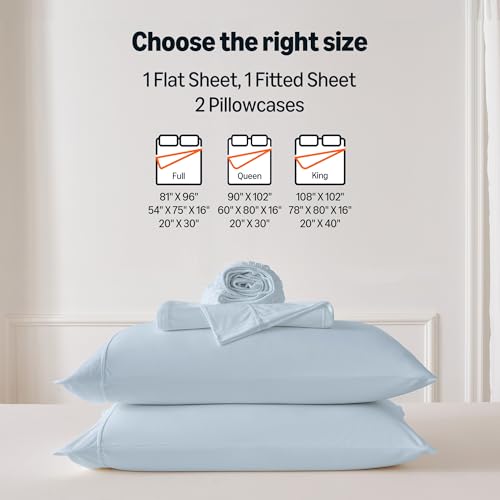 Image of Amazon Basics Jersey Knit 4-Piece Sheet Set, Wrinkle Free and Easy Fit, Includes 16 inch Deep Pocket Fitted Sheet, 1 Flat Sheet and 2 Pillowcases, King, Blue