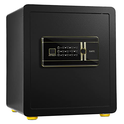 LIFEZEAL Caja Fuerte para Armario, 38 L, Caja Fuerte de Pared, 5 Ganchos, Estante Extraíble, Caja de Seguridad con Cerradura Electrónica de Combinación + Llave, Alarma, 36x31x41 cm