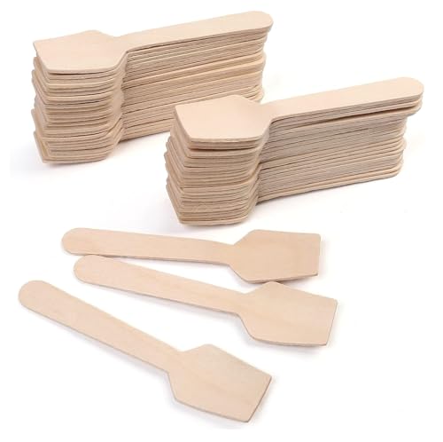 HOT BARGAINS 100Pcs Wooden Ice Cream Spoons Mini (95mm/3.7)