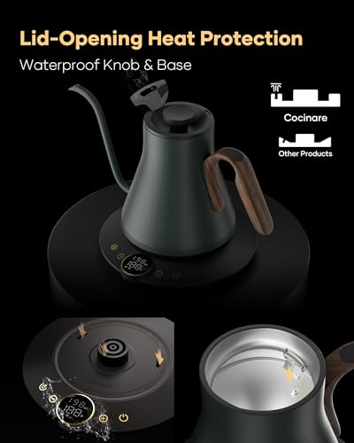 Cocinare Gooseneck Electric Kettle 0.9L – Precise Temp Control & Brew Timer — view 8
