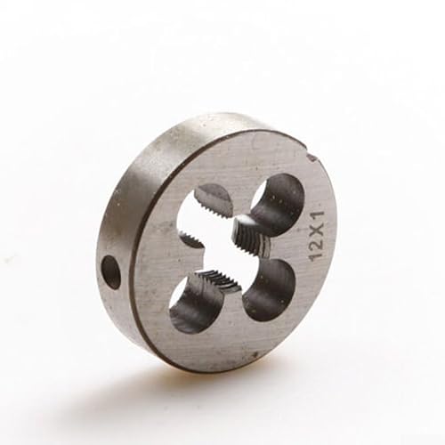 Zilimontt Troquel de rosca métrico de 12 mm x 1,0 mm para herramienta de corte de rosca redonda HSS para torno y metalurgia, troqueles de rosca duraderos de alta dureza para ingeniería de modelos y