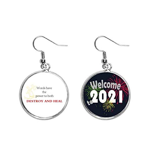 Pendientes de plata con frase grabada Words Have Power talla M