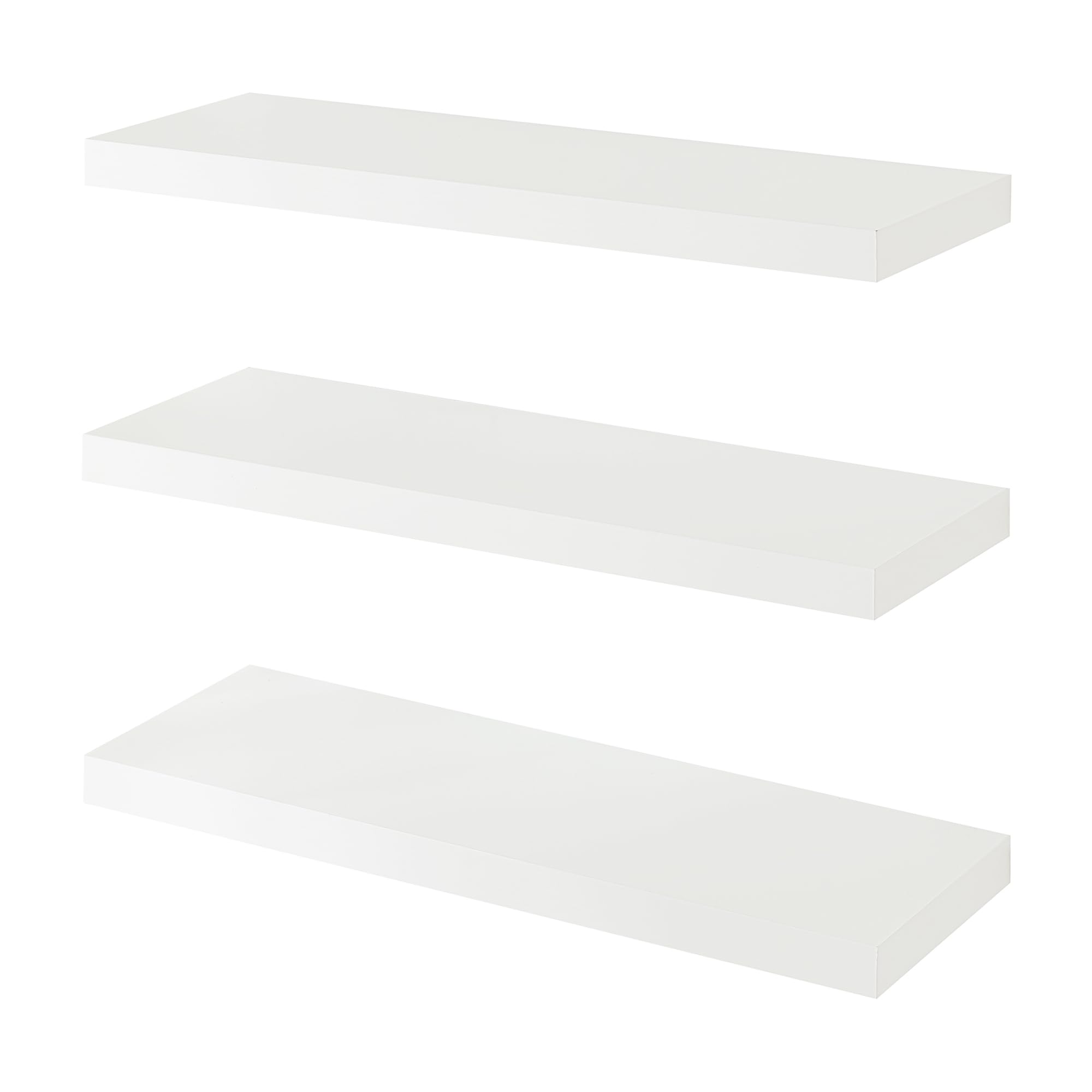 [en.casa] Set di 3 Mensole da Muro 60x20x4 cm Consolle Portaoggetti da Parete Mensole Sospese con Fissaggio Nascosto Ideali per Soggiorno Cucina Bagno - Bianco