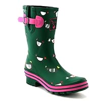Evercreatures Womens Chicken Short Wellington Boots 11CHK04 Green Print 4 UK, 37 EU Regular