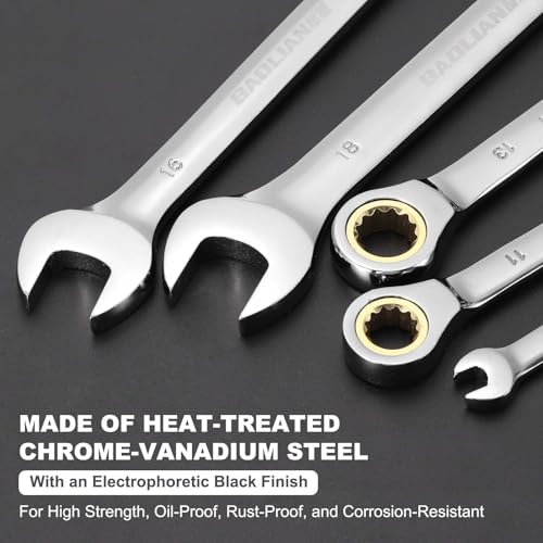 sourcing map Ratcheting Combination Wrench 27mm Metric 12 Point CR-V Steel Chromed Lengthen Double Box Open-Ended Ratchet Wrenches with 72 Tooth and 5° Swing Gear Spanner Tool for Repair - Image 2