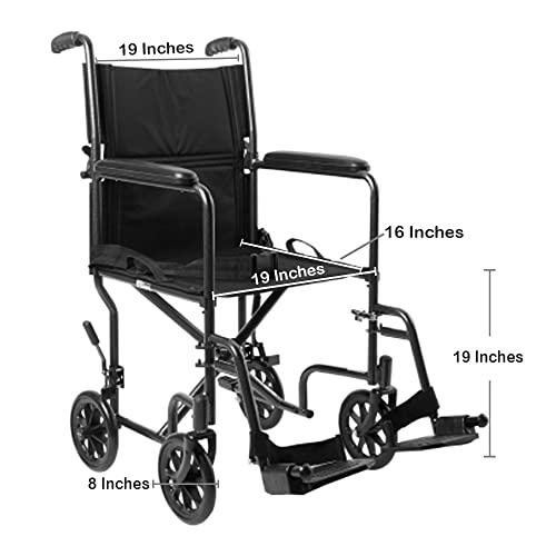 Mckesson Transport Wheelchair, Lightweight, Steel, Silver Vein Finish, 250 Lbs Weight Capacity, 1 Count #TOP3