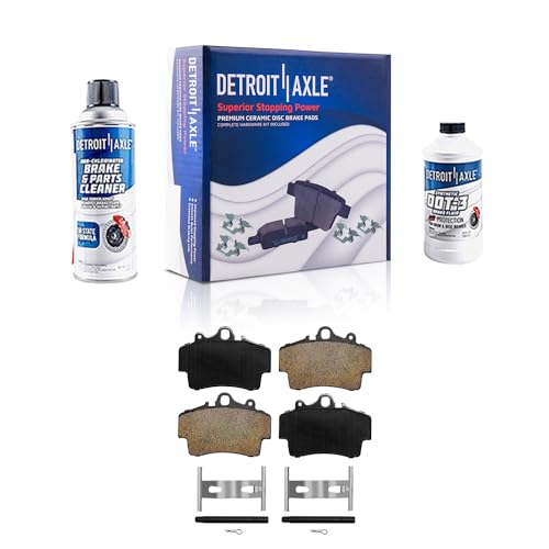 Image of Detroit Axle - Front Ceramic Brake Pads with Hardware Set Replacement | for 1997-2004 2005 2006 2007 2008 Porsche Boxster - 4pc Set