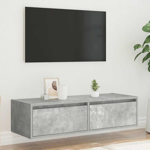 Homgoday Mueble de TV con Luces LED Gris hormigón 100X35,5x25 cm Mueble para TV con Luces LED Soporte Mobiliario Aparador Estante Salón Sala de Estar Dormitorio Decoración - imagen 2