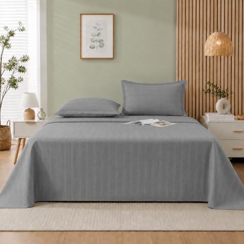Image of Cortina Cloud Cotton King Size Bedsheet with 2 Pillow Covers | Super Soft, Breathable & Skin-Friendly Bedsheet for Double Bed King Size with Solid Design | (270x250 cm) (Gray, King)