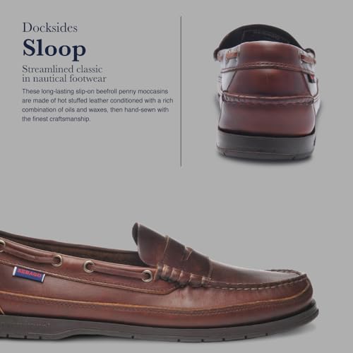Sebago Sloop Waterproof Boat Shoes - Full-Grain Leather Loafer-Style Moccasins with Snug Leather Sock Lining and Non-Marking, Non-Slip Rubber Outsoles4
