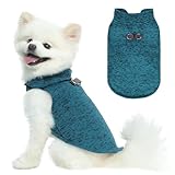 BINGPET Dog Jacket with Built-in Harness, Pullover Dog Fleece Coat, Medium, Blue