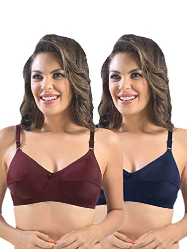 Image of SONARI Womens Cotton Everyday Bra | Non Padded, Wire Free, Comfortable Bra with Seamed Cups | Medium Coverage, Hook and Eye Closure for Everyday Wear | Adjustable Strap for a Customized Fit - Loreal