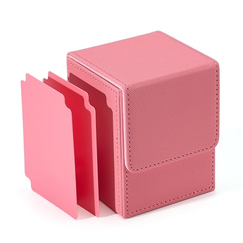 Venssu デッキケース トレカケース 縦入れ マグネット PU レザー 100枚 スリーブ対応 「 遊戯王 ポケモン デュエマ 各種 カードゲーム BOX 」 (ピンク)（Amazon）