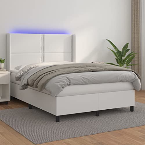 Vetnasa Cama Box Spring colchón y LED Cuero sintético 140x190 cm Mobiliario, Camas y Accesorios, Camas y somieres 72,98 KG
