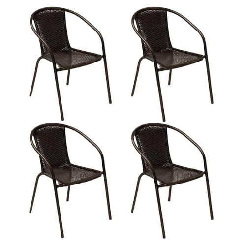 Shiito | Modelo Brasil – Set de 4 Sillones de Exterior | Comodidad y Resistencia para tu Terraza | Diseño con Reposabrazos – Color Bronce – 53x72x50 cm