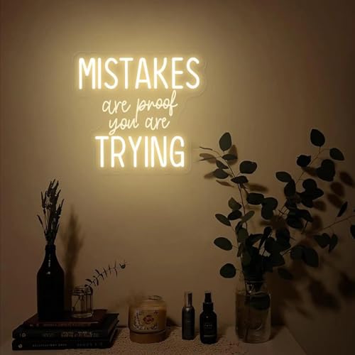 Image of Mistakes Are Proof You Are Trying Neon Sign Classroom Neon Light Handmade Led Sign Inspirational Quote Wall Art Teacher Class Decor, Classroom Sign