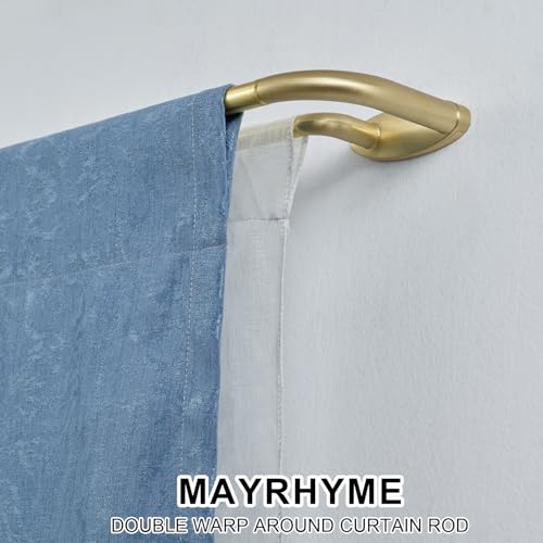Double Curtain Rods Brass,Room Darkening Drapery Rod 48-84 Inches,Adjustable 3/4 Inches Front and 5/8 Inches Back Quality Metal Rod for Window,Wrap Around Design