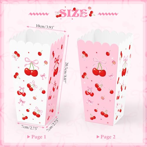 Image of K KUMEED 20 PCS Cherry Party Supplies,Cherry Popcorn Favor Boxes,Summer Fruit Cute Cherry Birthday Decorations Popcorn Bowls Popcorn Buckets Popcorn Bags for Baby Shower Daily Holiday (Large)