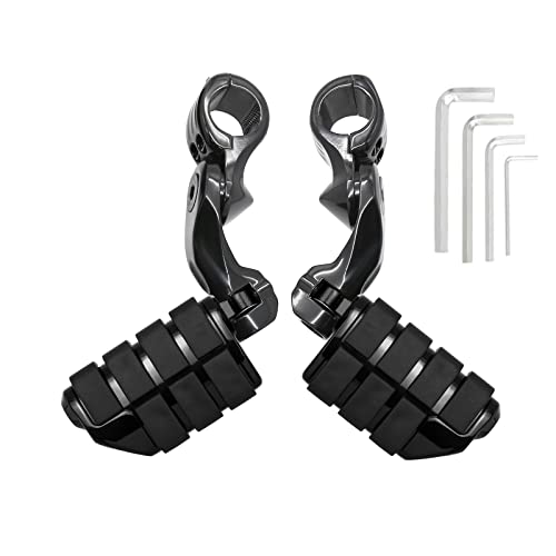 Repose-pieds coudés courts en acier noir pour crash bar de moto custom 32mm