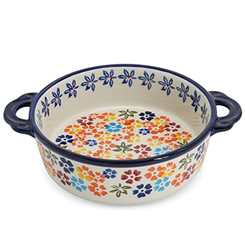 Fuente de cerámica para hornear, cacerola pequeña con asas, utensilios para horno, capacidad de 950 ml, ideal para hornear y servir