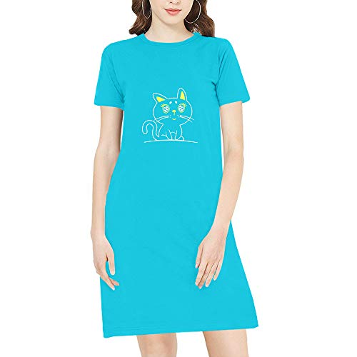 Image of Pooplu Women's Regular Fit Knee Length Unicorn Baby Cotton Printed Round Neck Half Sleeves Multicolour Pootlu Tshirt. One Piece, Knee Long, Three Fourth Tops, Trending Pootlu Tees and Tshirts