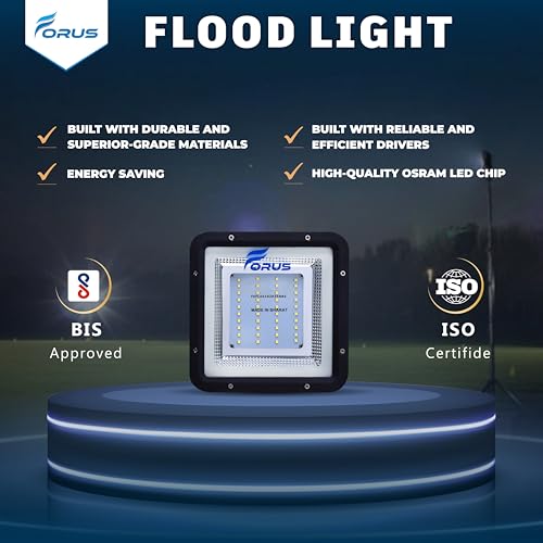 Image of Forus 30W LED Flood Light 4 Years Warranty, IP67 Waterproof Outdoor LED Flood Lights, High Mast Focus, Halogen Flood Light for Factory, Garage, Parking, Garden, Shop, Warehouse, Tent, Yellow 1PC